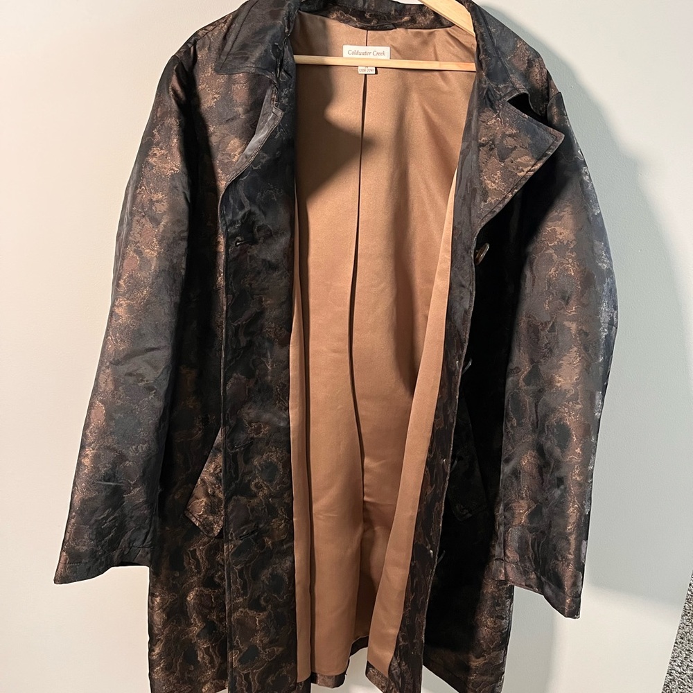 Coldwater Creek Women's Black and Brown Trench Coat - Picture 5 of 9